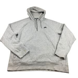Nike SB Hoodie Icon Gray Quarter Zip Swoosh Logo Sweatshirt Men's XL
